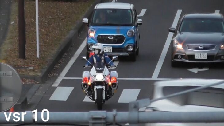 白バイ 緊急走行 違法左折のトラックを検挙 Police motorcycle Emergency driving