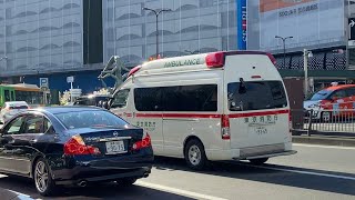 池袋駅前を緊急走行する救急車