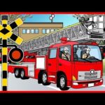 【消防車 踏切 ⑦ 】★火事だ!! 消防車出動 働く車★ Fire engine / Railroad Crossing Anime for Kids