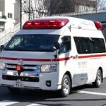 【救急車】左折時に2種類の録音音声で拡声する緊急走行中の救急車