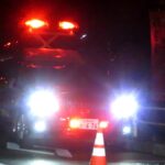 緊急走行で交通事故現場に臨場したパトカー　Japanese Police Car