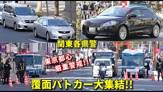 緊急出動!! 関東各県警の覆面パトカー 東京都心に大集結!! Riot police and unmarked police cars dispatched to central Tokyo