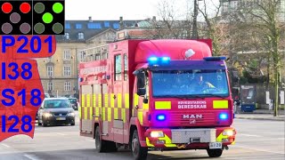 4 X hovedstadens beredskab ST.H BRAND TAG brandbil i udrykning Feuerwehr auf Einsatzfahrt 緊急走行 消防車
