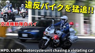 違反バイク猛追!! 交通機動隊白バイ 地下道へ緊急走行!! MPD. motorcycle unit chasing a violating car