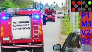 4X HELSINGØR BEREDSKAB ABA PLEJEHJEM brandbil i udrykning Feuerwehr auf Einsatzfahrt 緊急走行 消防車