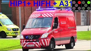 frederiksborg brand & redning ST.HI + falck TRAFIKULYKKE brandbil og ambulance i udrykning 緊急走行 消防車