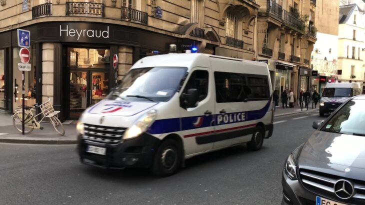【緊走】フランス警察 ルノー プジョーパトカー 緊急走行