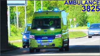falck AMBULANCE 3825 fanget i korsør i udrykning rettungsdienst auf Einsatzfahrt 緊急走行 救急車