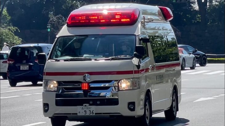 皇居付近を緊急走行する東京消防庁の救急車