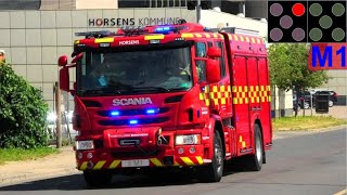 sydøstjyllands brandvæsen HORSENS BILBRAND brandbil i udrykning Feuerwehr auf Einsatzfahrt 緊急走行 消防車