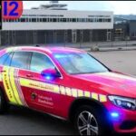sydvestjysk brandvæsen VARDE ABA brandbil i udrykning Feuerwehr auf Einsatzfahrt 緊急走行 消防車
