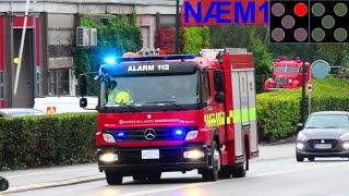 nordsjællands brandvæsen ST.NÆ ILD I BUS brandbil i udrykning Feuerwehr auf Einsatzfahrt 緊急走行 消防車