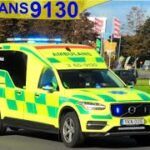 premedic KRISTIANSTAD AMBULANS 9130 ambulance i udrykning rettungsdienst auf Einsatzfahrt 緊急走行 救急車