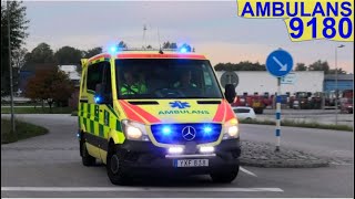region skåne SVEDALA AMBULANS 9180 ambulance i utryckning rettungsdienst auf Einsatzfahrt 緊急走行 救急車
