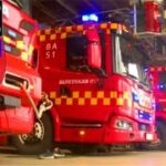 beredskab øst falck ST.BA ABA ERHVERV brandbil i udrykning Feuerwehr auf Einsatzfahrt 緊急走行 消防車