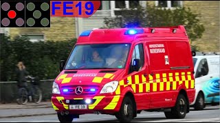 hovedstadens beredskab ST.FB BRAND HOSPITAL brandbil i udrykning Feuerwehr auf Einsatzfahrt 緊急走行 消防車