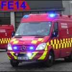 hovedstadens beredskab ST.V HØJDEREDNING brandbil i udrykning Feuerwehr auf Einsatzfahrt 緊急走行 消防車