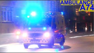 hovedstadens beredskab AMBULANCE A74 i københavn ambulance i udrykning 緊急走行 救急車