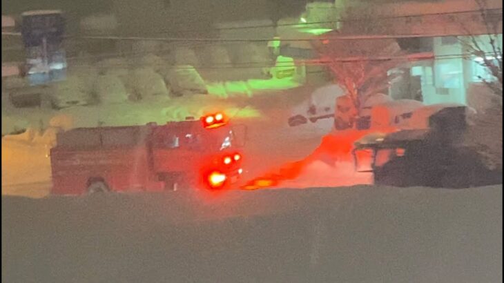 【緊急走行】消防車が吹雪の中を！火災！救急車はやっぱり…。