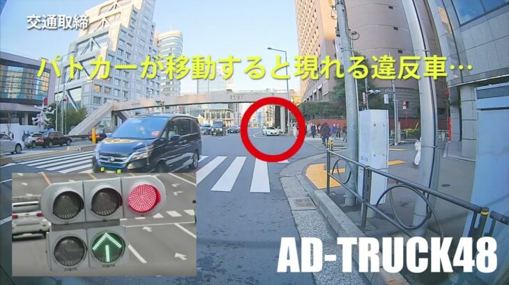 誰も見てないと思ったのか？信号待ちの渋谷署パトカー🚨が転回し緊急走行！直進↑で左折するロードスター捕まったら記憶が無いら