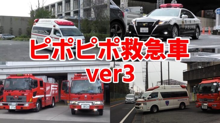 【ほんもの！】ピポピポ救急車ver.3 はたらく救急車・消防車・パトカー・スーパーレスキュー【はたらくくるま】