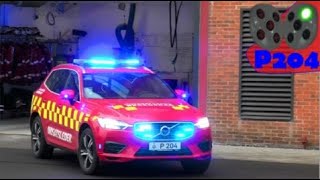 hovedstadens beredskab ST.GH BYGB KÆLDER brandbil i udrykning Feuerwehr auf Einsatzfahrt 緊急走行 消防車