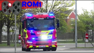 roskilde brandvæsen ST.RO ILD SKRALDESPAND brandbil i udrykning Feuerwehr auf Einsatzfahrt 緊急走行 消防車