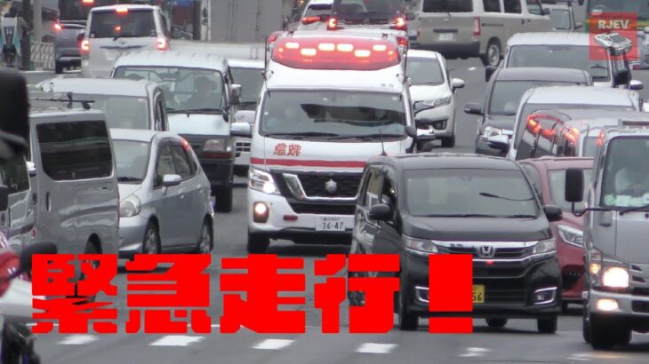 傷病者を乗せて国道を緊急走行する横浜消防の救急車と道を譲る素晴らしい一般車たち！命を救うための協力に感謝！