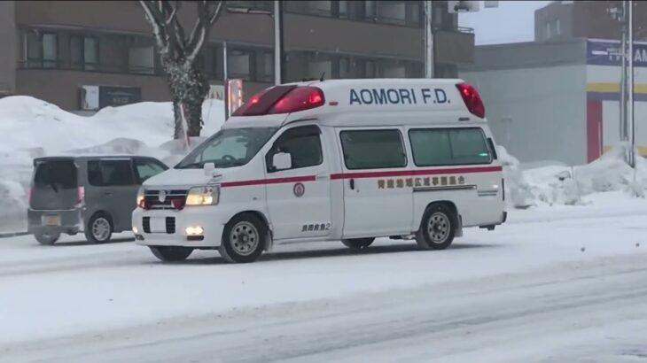 【緊急走行】合成音あり❗️ 雪の中、浪岡救急2  青森地域広域事務組合消防本部
