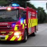 hovedstadens beredskab ST.HV BRAND I ZOO brandbil i udrykning Feuerwehr auf Einsatzfahrt 緊急走行 消防車