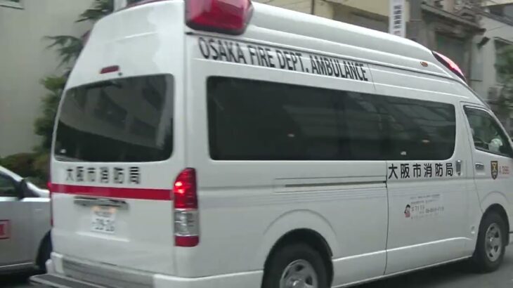 「救急車が通ります、ご注意ください。という独特な音声合成の救急車！大阪市阿倍野区一般負傷事案」大阪市消防局 A396 阿倍野消防署第二救急隊　緊急走行