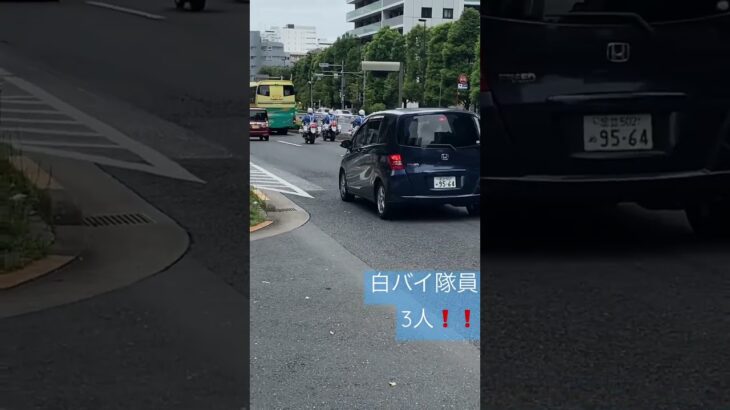白バイ　パトカー　3台同時に緊急走行　持ち場に向かう　隊員さん　#パトカー#白バイ#警察官#新宿 #白バイ