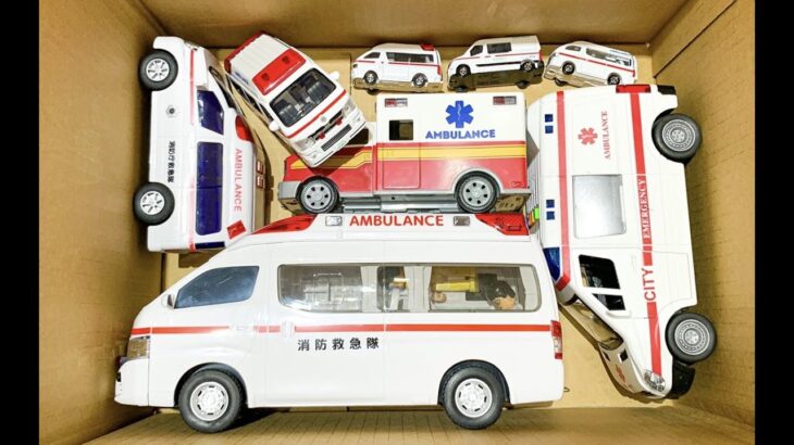 たくさんの『救急車』を箱にまとめ、坂道を走らせた。緊急走行テスト☆ “Ambulance” Minicar runs in an emergency. Slope driving test