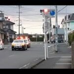 緊急走行をする静岡県警察の210系と200系クラウンパトカー