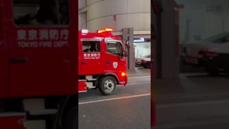 救急車　ポンプ車　新宿消防署　歌舞伎町にPA連携で出動！！#緊急出動 #新宿 #歌舞伎町 #パトカー 日常茶飯事な出来事か。。