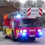ST.GO BYGB INDUSTRI hovedstadens beredskab brandbil i udrykning Feuerwehr auf Einsatzfahrt 緊急走行 消防車