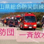 【小谷部市消防団】ポンプ車　緊急走行、一斉放水！