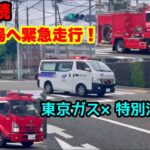【3台連続火災現場へ緊急走行！】東京ガスと特別消火中隊が連なる！
