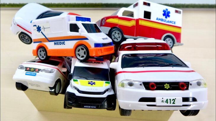 救急車のミニカーが 坂道を緊急走行テスト | Ambulance Mini Car car run on the slope! Emergency driving test