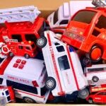 Ambulance and fire engine minicars are emergency running from the toy box! A siren sounds.