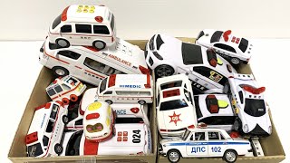 救急車とパトカーのミニカーがいっぱい走ります！サイレン鳴らして緊急走行テストです。｜Ambulance and police car mini cars run emergency run!