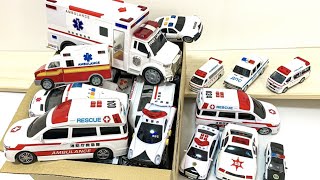 救急車パトカー消防車がいっぱい坂道を走ります！サイレン鳴らして緊急走行テストです。Ambulance, police car, fire engine mini car, run!