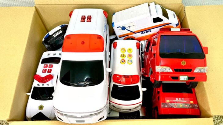 救急車パトカー消防車のミニカーが走る走る！坂道を緊急走行テスト Ambulance policecar Minicar of fire truck run run! Slope drive test.