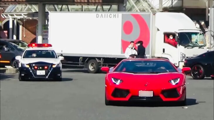 【大黒PA】PA閉鎖の瞬間！パトカー緊急走行 怒号の爆音サイレンで車両を追い返 / Japanese Police Car