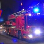 ST.GX ABA INDUSTRI beredskab øst falck brandbil i udrykning Feuerwehr auf Einsatzfahrt 緊急走行 消防車