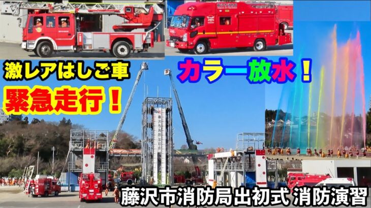 【激レアはしご車も緊急走行！】カラー放水も！藤沢市消防局出初式《消防演習》