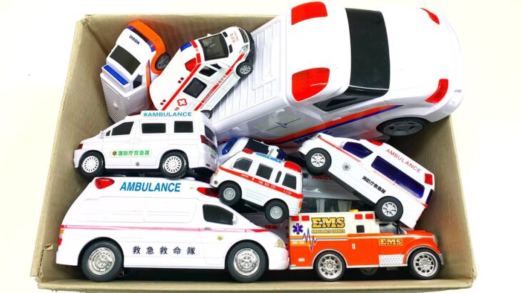 救急車をたくさん箱にまとめて坂道発進！サイレン緊急走行テスト Ambulance Minicars run in an emergency! Slope driving test