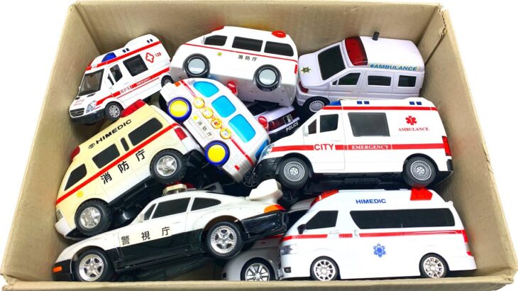 救急車とパトカーが箱から出動します！緊急走行テスト☆坂道を走る Ambulance and Police Car