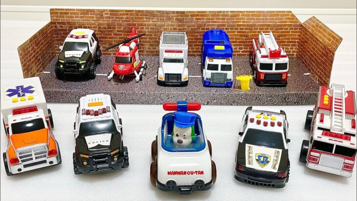 救急車パトカー消防車のミニカーが走る！サイレン緊急走行テスト！！Ambulance, police car, fire truck miniature cars run!