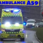 falck AMBULANCE A59 fanget i københavn i udrykning rettungsdienst auf Einsatzfahrt 緊急走行 救急車